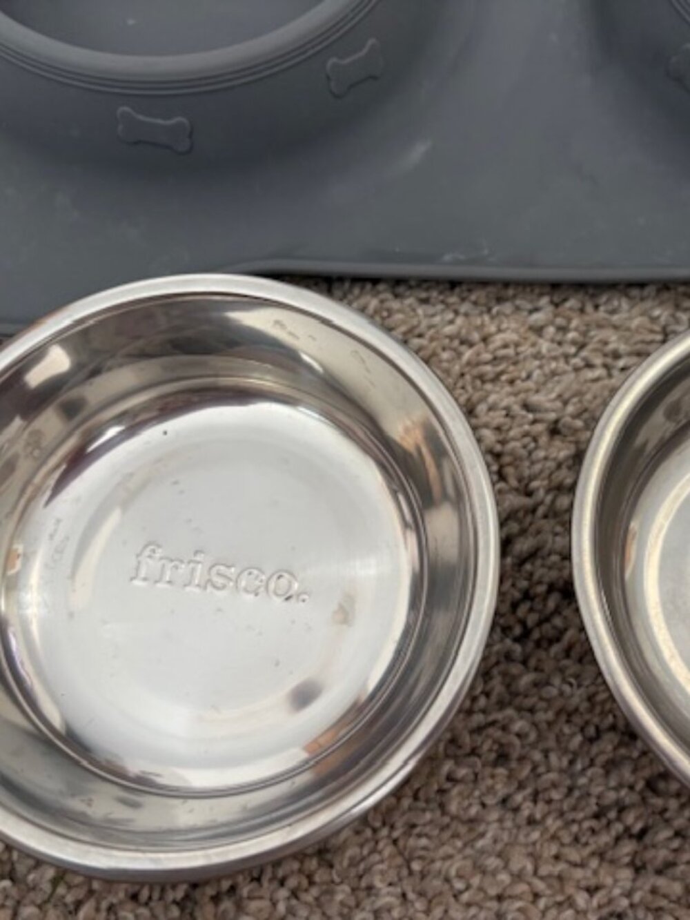 Frisco Double Stainless Steel Pet Bowl with Silicone Mat, Gray, X-Small: 0.5 cup